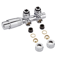 Mittelanschlussgarnitur Eck-Ausführung Manuell & thermostatisch Chrom inkl. Multiadapter für 14mm Kupferrohre im Set