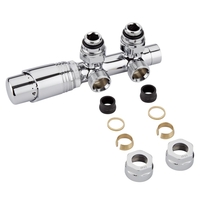 Mittelanschlussgarnitur Eck-Ausführung Thermostatisch Chrom inkl. Multiadapter für 16mm Kupferrohre im Set