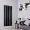 Moderne Design Heizkörper Horizontal (doppellagig) 1600mm x 708mm - Schwarz - Revive von Hudson Reed