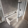 Moderne Duschbadewanne mit Badewannenaufsatz in Schwarz – wählbare Größe & Badewannenschürze – Sandford Hudson Reed