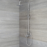 Moderne Duschsäule mit Thermostat - mit 2-Wege Umstellung,  Handbrause und 200mm rundem Duschkopf - Chrom - Tec