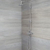 Moderne Duschsäule mit Thermostat - mit 200mm rundem Duschkopf und Handbrause – Chrom – Tec