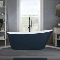 Moderne Freistehende Badewanne - (oval)- mit einer erhöhten Rückenschräge - 150 x 75cm - inkl. Überlauf in Schwarz - Blau - Otterton von Hudson Reed