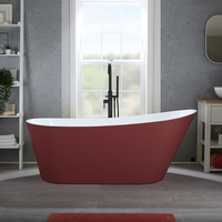 Moderne Freistehende Badewanne - (oval) - mit einer erhöhten Rückenschräge - 150 x 75cm - inkl. Überlauf in Schwarz - Rot - Otterton von Hudson Reed