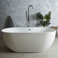 Moderne Freistehende Badewanne - (oval) mit zwei Rückenschrägen - 1700 x 750mm - (Mittelablauf) – Otterton von Hudson Reed