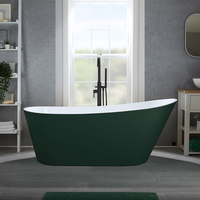 Moderne Freistehende Badewanne (oval) mit einer erhöhten Rückenschräge 170 x 75cm inkl. Überlauf in Schwarz - Grün - Otterton