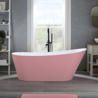 Moderne Freistehende Badewanne (oval) mit einer erhöhten Rückenschräge 170 x 75cm inkl. Überlauf in Schwarz - Pink - Otterton