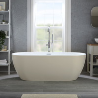 Moderne Freistehende Badewanne (oval) mit zwei Rückenschrägen 150 x 75cm inkl. Überlauf in Chrom - Beige - Otterton