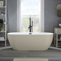 Moderne Freistehende Badewanne (oval) mit zwei Rückenschrägen 150 x 75cm inkl. Überlauf in Schwarz - Beige - Otterton