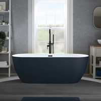 Moderne Freistehende Badewanne (oval) mit zwei Rückenschrägen 150 x 75cm inkl. Überlauf in Schwarz - Blau - Otterton