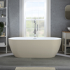 Moderne Freistehende Badewanne (oval) mit zwei Rückenschrägen 170 x 75cm inkl. Überlauf in Chrom - Beige - Otterton