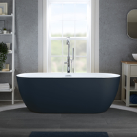 Moderne Freistehende Badewanne (oval) mit zwei Rückenschrägen 170 x 75cm inkl. Überlauf in Chrom - Blau - Otterton