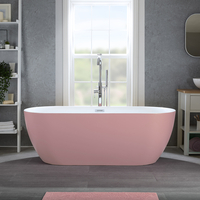 Moderne Freistehende Badewanne (oval) mit zwei Rückenschrägen 170 x 75cm inkl. Überlauf in Chrom - Pink - Otterton