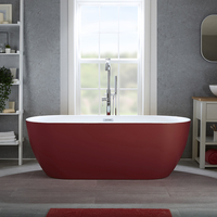 Moderne Freistehende Badewanne (oval) mit zwei Rückenschrägen 170 x 75cm inkl. Überlauf in Chrom - Rot - Otterton