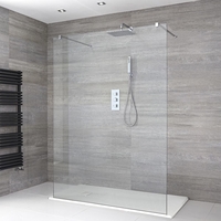 Moderne Walk-In Dusche,  Chrom,  freistehend – inkl. 1400 x 800 Duschwanne mit Schiefer-Effekt in Weiß - Portland von Hudson Reed