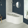 Moderne Whirlpool-Eckbadewanne,  150cm x 100cm,  mit Schürze,  Weiß – Massagedüsen wählbar – links- oder rechtsbündig – Ashbury Hudson Reed