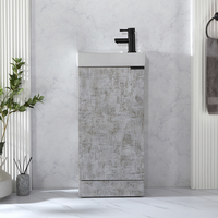 Moderner Waschtischunterschrank mit Waschbecken 40cm,  in Steingrau - Griffe wählbar - Cluo Hudson Reed