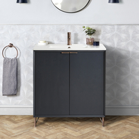 Moderner Waschtischunterschrank mit Waschbecken 81cm,  in Anthrazit - Griffe wählbar - Edge Hudson Reed