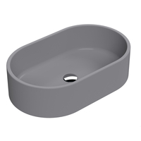 Modernes Aufsatzwaschbecken oval 565mm x 350mm,  in Mattgrau,  ohne Hahnloch - Hudson Reed