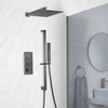 Modernes Duschsystem mit Unterputz-Thermostat,  30cm x 30cm Duschkopf und Brausestangenset - Metallgrau - Orno Hudson Reed