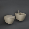 Modernes Hänge WC & Bidet-Set,  ohne Spülrand inkl. Sitz mit Absenkautomatik - Cappuccino – Rak Feeling x Hudson Reed