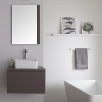 Newington - Quadratisches 360x360mm Aufsatzwaschbecken mit Unterschrank 600mm - Mattgrau