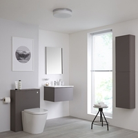 Newington - Waschtisch mit Unterschrank 600mm,  WC mit Vorwandelement,  Badschrank & Spiegel - Mattgrau