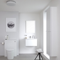Newington - Waschtisch mit Unterschrank 600mm,  WC mit Vorwandelement,  Badschrank & Spiegel - Mattweiß