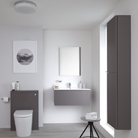 Newington - Waschtisch mit Unterschrank 800mm,  WC mit Vorwandelement,  Badschrank & Spiegel - Mattgrau