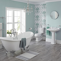 Nostalgie Bad Set - Toilette,  Waschbecken,  Badewanne und Armaturen - Greiffüße Chrom,  von Hudson Reed