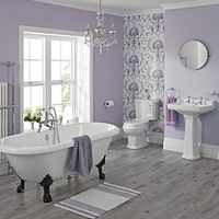 Nostalgie Bad Set - Toilette,  Waschbecken,  Badewanne und Armaturen - Greiffüße Schwarz,  von Hudson Reed