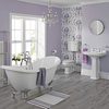 Nostalgie Bad Set mit Toilette inkl. Spülkasten hoch,  Säulenwaschbecken,  Freistehende Badewanne & Armaturen - Greiffüße Chrom,  von Hudson Reed