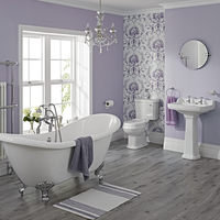 Nostalgie Badausstattung mit Toilette,  Waschbecken & Badewanne - Greiffüße Chrom - ohne Armaturen & Ablaufgarnitur,  von Hudson Reed