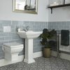 Nostalgie Set - Wand-WC mit Unterputzspülkasten & Säulenwaschtisch,  1- oder 2-Hahnloch - Sandringham