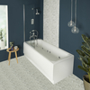 Nostalgie Whirlpool-Badewanne mit Aufsatz in Chrom - Größe,  Massagedüsen und Schürze wählbar – Richmond Hudson Reed