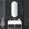 Ovaler Badspiegel 100cm x 40cm,  mit Rahmen in Chrom,  wandmontiert - Hudson Reed