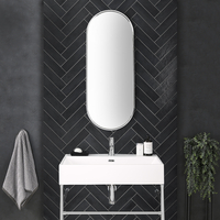 Ovaler Badspiegel 100cm x 40cm,  mit Rahmen in Chrom,  wandmontiert - Hudson Reed