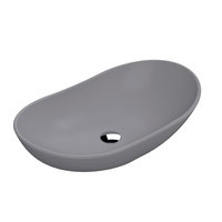Ovales Aufsatzwaschbecken in Mattgrau,  615mm x 360mm,  ohne Hahnloch - Hudson Reed