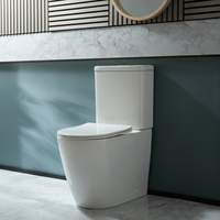 Ovales Stand-WC mit aufgesetztem Spülkasten & Spülknopf in Schwarz - Keramik - Weiß - Brunswick von Hudson Reed