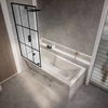 Rechteck-Badewanne - mit Duschzone inkl. Badewannenaufsatz - mit schwarzem Gittermuster - 1700mm x 750mm - ohne Seiten- & Endverkleidung – Sandford