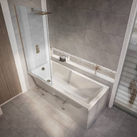 Rechteck-Badewanne mit Duschzone - inkl. Badewannenaufsatz in gebürstetem Kupfer - 1700mm x 750mm – Sandford von Hudson Reed