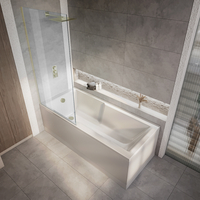 Rechteck-Badewanne mit Duschzone inkl. Badewannenaufsatz in antikem Messing 1700mm x 750mm mit Seiten- & Endverkleidung – Sandford