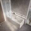 Rechteck-Badewanne mit Duschzone inkl. Badewannenaufsatz in Chrom 1700mm x 750mm,  mit Seiten- & Endverkleidung – Sandford
