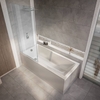 Rechteck-Badewanne mit Duschzone inkl. Badewannenaufsatz in Chrom 1700mm x 750mm,  mit Seitenverkleidung – Sandford