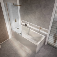 Rechteck-Badewanne mit Duschzone inkl. Badewannenaufsatz in gebürstetem Kupfer 1700mm x 750mm mit Seitenverkleidung – Sandford