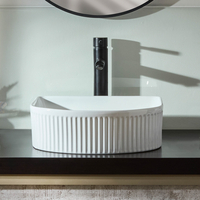 Rechteckiges Aufsatzwaschbecken / geriffelt 400mm x 350mm (ohne Hahnloch) – Weiß - Florence