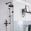 Retro Aufputz-Duschsystem mit Thermostat - Wand-Duschkopf und Brausestangenset - geölte Bronze – Elizabeth