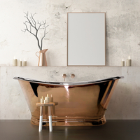 Retro Badewanne freistehend aus Kupfer,  doppelseitig - Kupfer/Nickel - Hudson Reed Sienna