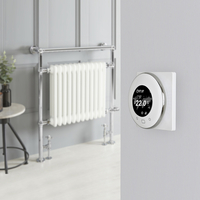 Retro-Badheizkörper,  Mischbetrieb - 930mm x 790mm,  mit rundem Thermostat und Kabelabdeckung - Chrom/Weiß – Elizabeth