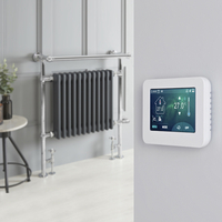 Retro-Badheizkörper mit Handtuchstange,  Mischbetrieb - 930mm x 790mm,  mit Touchscreen Thermostat - Chrom/Anthrazit – Elizabeth